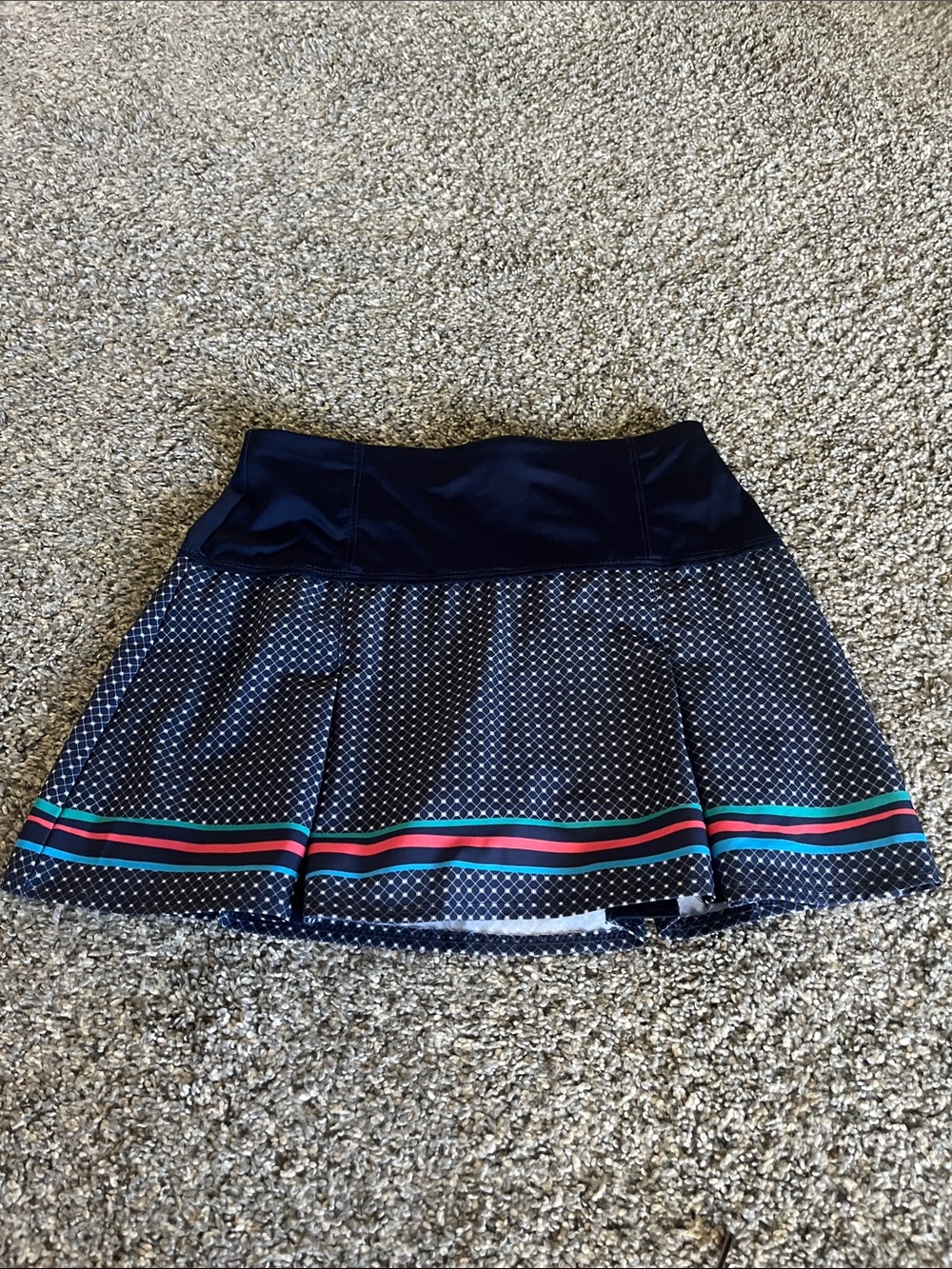 Lucky in Love Navy Mini skirt Skort with cross design, pleats and stripes size S